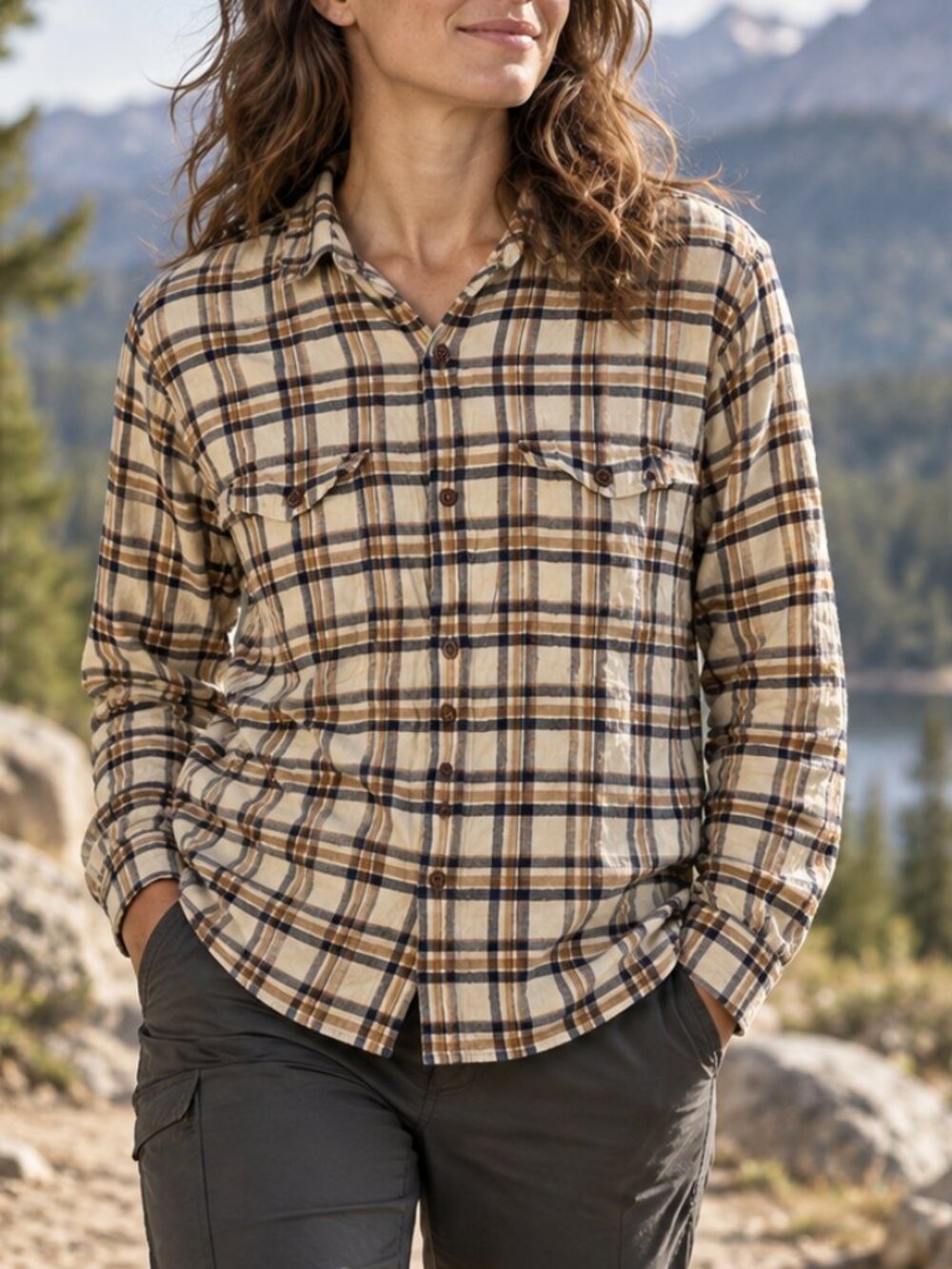Patagonia Plaid Button Down Shirt Women's Large Single Pocket